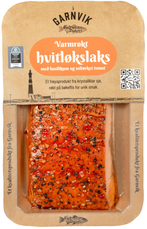 Hvitløkslaks Varmrøkt Bit 200g Garnvik