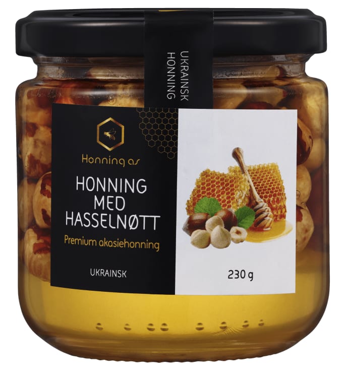 Honning m/Hasselnøtter 230g Honning As