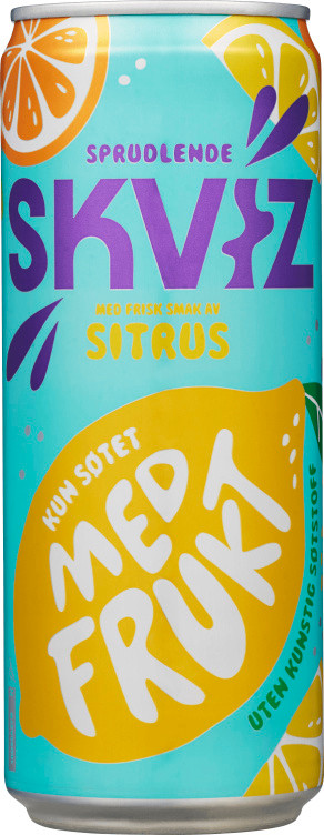 Skviz Sitrusfrukt 0,33l boks Klokk&Co