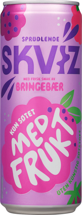 Skviz Bringebær 0,33l boks Klokk&Co