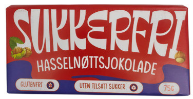 Hasselnøttsjokolade Sukkerfri 75g Godtesjuk