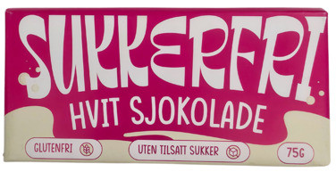 Hvit Sjokolade Sukkerfri 75g Godtesjuk