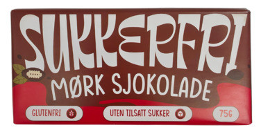 Mørk Sjokolade Sukkerfri 75g Godtesjuk