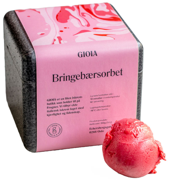 Bringebærsorbet 0,5l Gioia