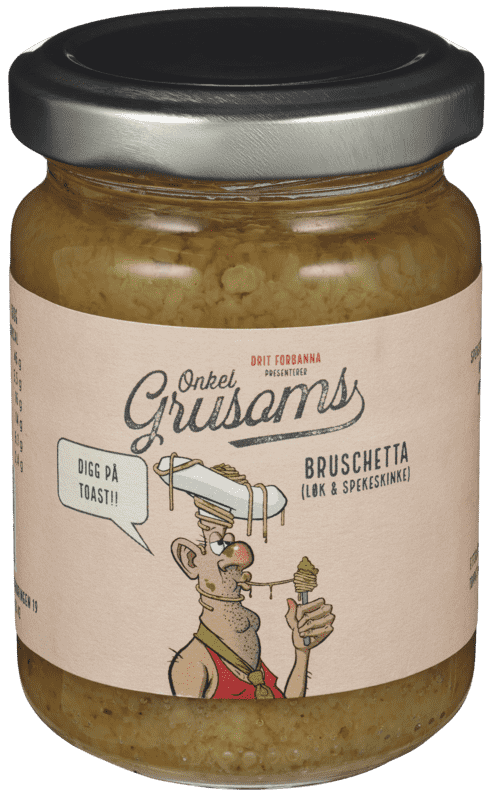 Onkel Grusoms Bruschetta Løk & Spekeskinke 135g