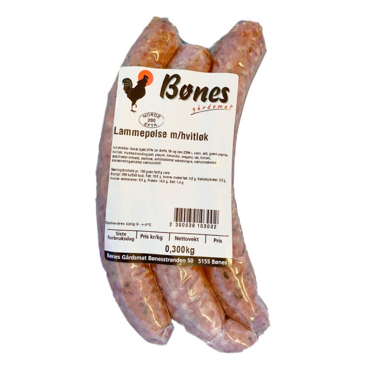 Lammepølse m/Hvitløk 300g Bønes