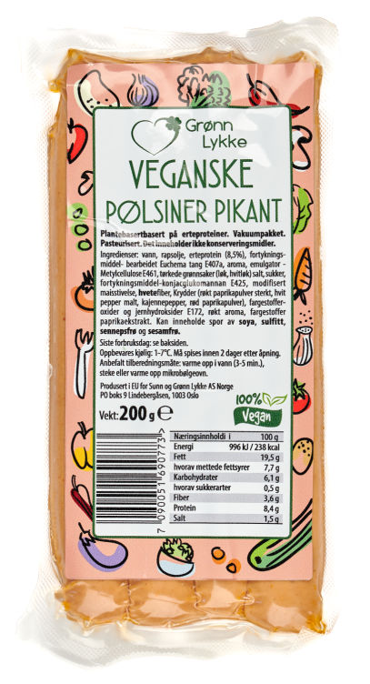 Vegan Pølsiner Pikant 200g Grønn Lykke