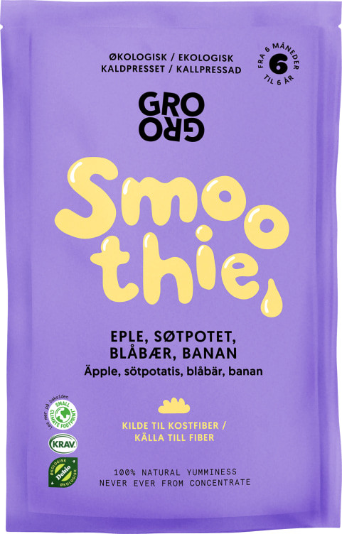 Smoothie m/Eple &Blåbær 100g Grogro