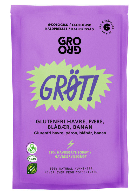 Grøt Blåbær&Pære 100g Grogro