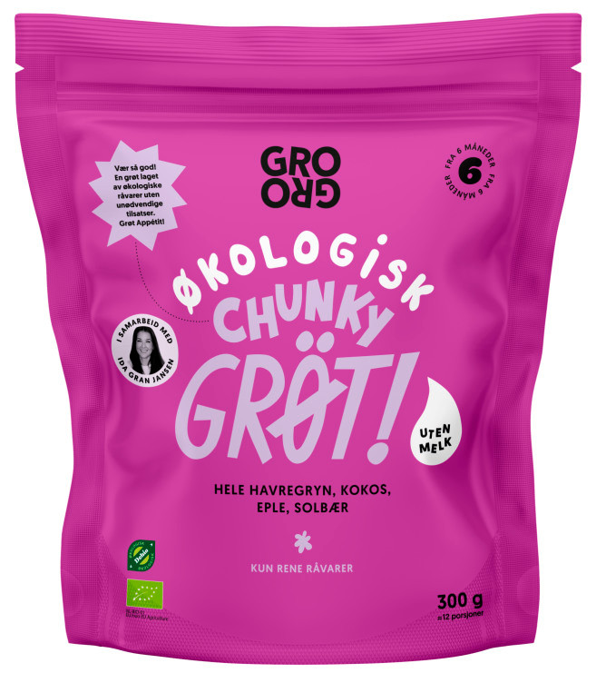 Pulvergrøt Chunky Eple&Solbær 300g Grogro