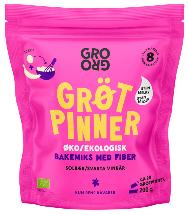 Grøtpinner med Havre og Solbær 200g Grogro