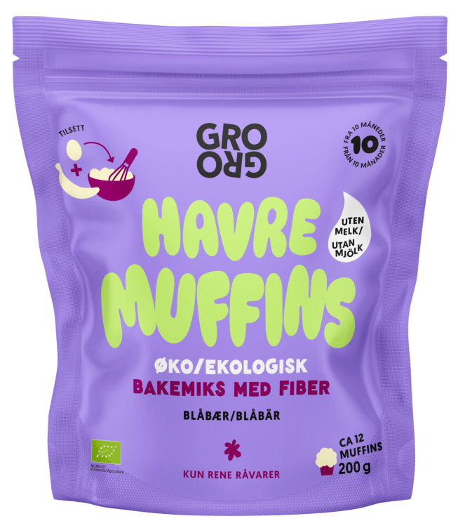 Muffins Blåbær og Kokos 200g Grogro
