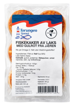 Fiskekaker av Laks m/gulrot 8stk Torungen Sjømat