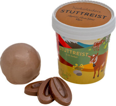 Sjokoladeis med Skje i Lokk 125ml Stuttreist Is & Sorbet