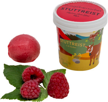 Bringebærsorbet 500ml Stuttreist Is & Sorbet