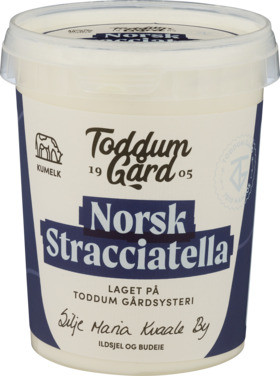 Norsk Stracciatella 500g, Mozzarella Blandet med Fløte, Burrata Fyll Toddum Gård¤Toddum Gårdsysteri