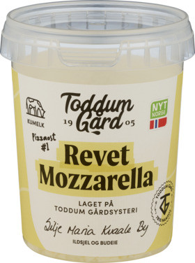 Norsk Mozzarella Fersk Revet Cubetti 250g Toddum Gård¤Toddum Gårdsysteri