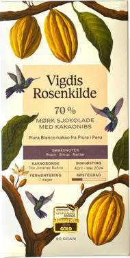 70% Piura med Kakaonibs Mørk Sjokolade