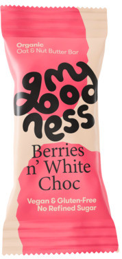 Berries N’ White Choc Oat & Nut Butter Bar 30g My Goodness