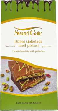 Dubai Sjokolade med Pistasj 210g Sweetgate