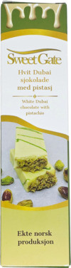 Hvit Dubai Sjokolade med Pistasj 55g Sweetgate