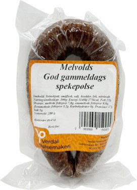 Melvolds God Gammeldags Spekepølse 280g Verdal Pølsemakeri