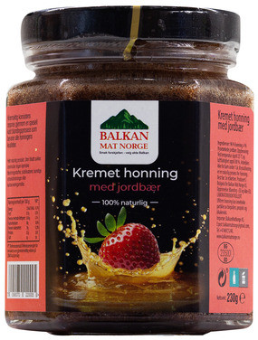 Kremet Honning med Jordbær 230g Balkan Mat Norge