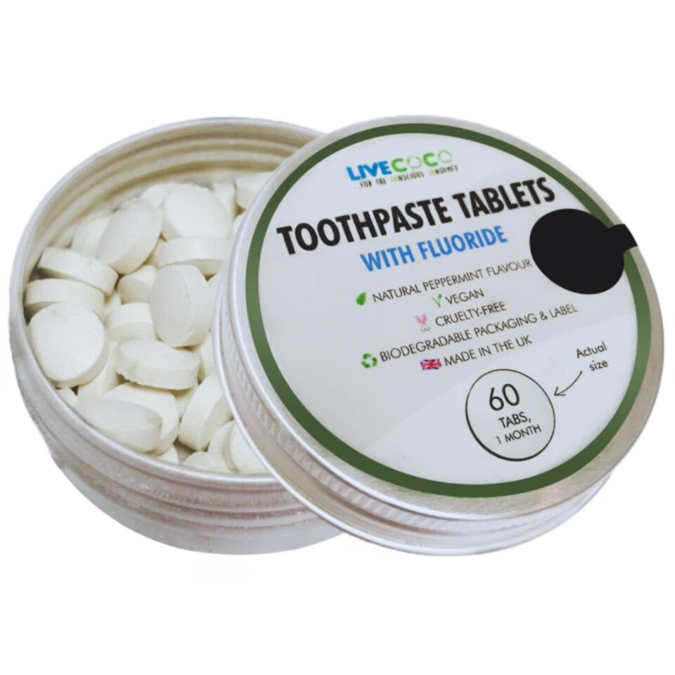 LiveCoco Toothpaste Tablets (Fluoride), 180 Tablets