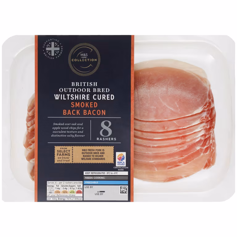 M&S British Outdoor Bred Wiltshire Cured Smoked Back Bacon