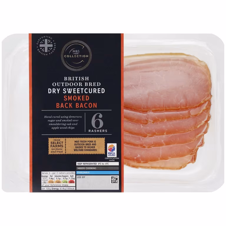 M&S British Outdoor Bred Dry Sweetcured Smoked Back Bacon