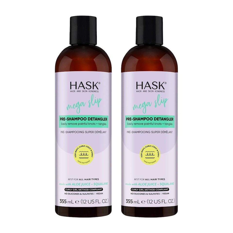 Hask Texture Solutions Pre-Shampoo Mega Slip Detangler Easy Combing, 2 Pack