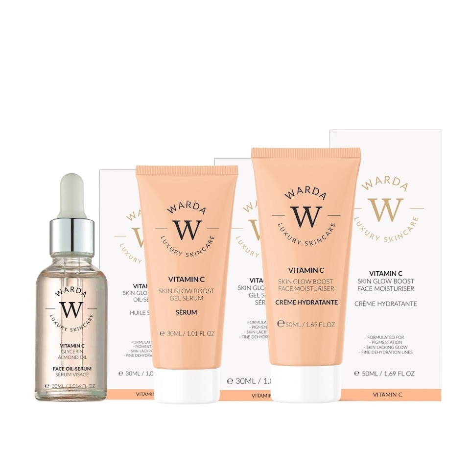 Warda Luxury Skincare Skin Glow Boost Vitamin C Moisturiser 50ml + Vitamin C Glow Boost Oil-Serum 30ml + Skin Glow Boost Vitamin C Gel Serum 30ml