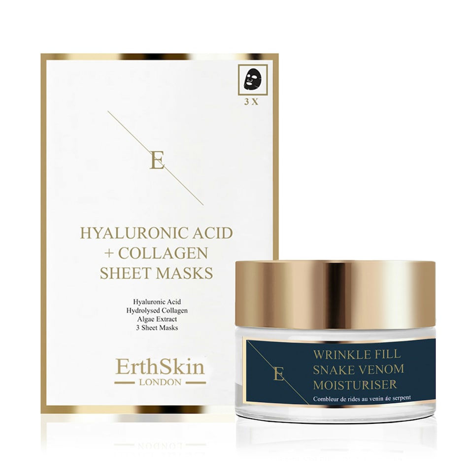 Wrinkle Fill Snake Venom Moisturiser 50ml + Hyaluronic Acid & Collagen Mask - 3 Sheets