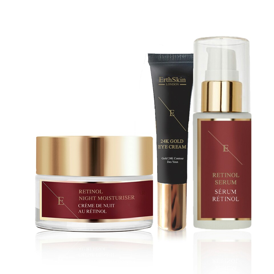 Pro Retinol Serum 30ml + Pro Retinol Night Moisturiser 50ml+Under Eye Cream 24K Gold - 15ml