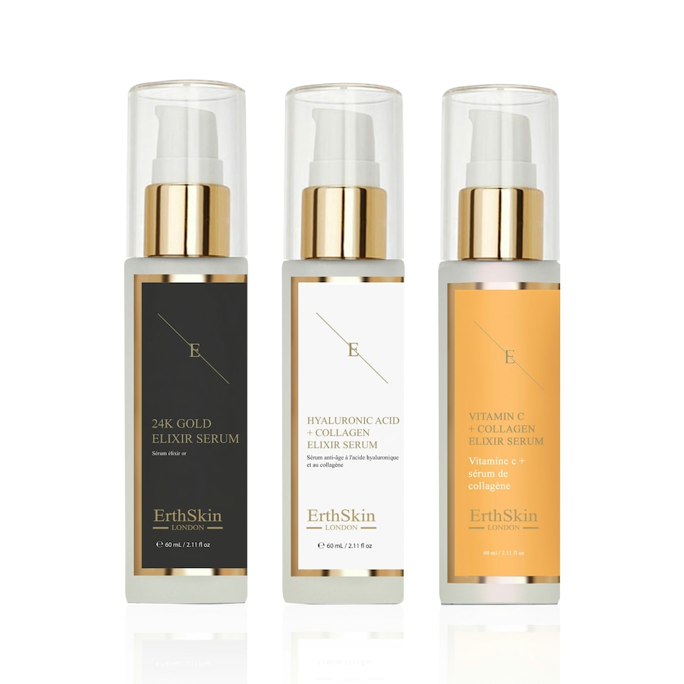 Vitamin C + Collagen Elixir Serum 60ml + Hyaluronic Acid & Collagen Serum - 60ml + Anti-Wrinkle Elixir Serum 24K Gold - 60ml