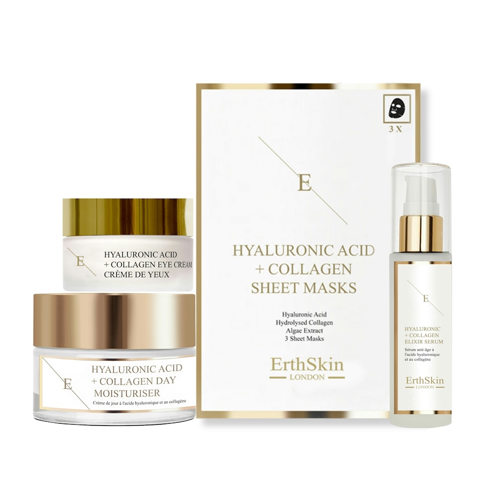 Hyaluronic Acid Day Cream 50ml + Hyaluronic Collagen Serum 60ml + Mask - 3 Sheets+Collagen Eye Cream  30ml