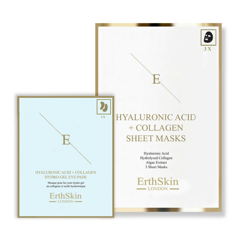 Hyaluronic Acid & Collagen Mask - 3 Sheets + Hyaluronic Acid + Collagen Hydrogel Eye Pads 5 X 2