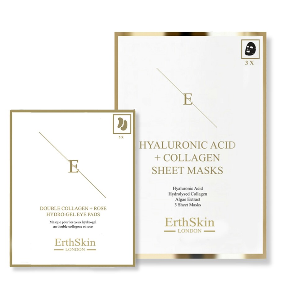 Hyaluronic Acid & Collagen Mask - 3 Sheets + Double Collagen + Rose Hydrogel Eye Pads 5 X 2