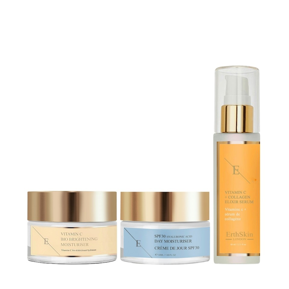 Vitamin C + Collagen Elixir Serum 60ml + Vitamin C Bio Brightening Moisturiser 50ml+Spf 30 Hyaluronic Acid Day Cream 50ml