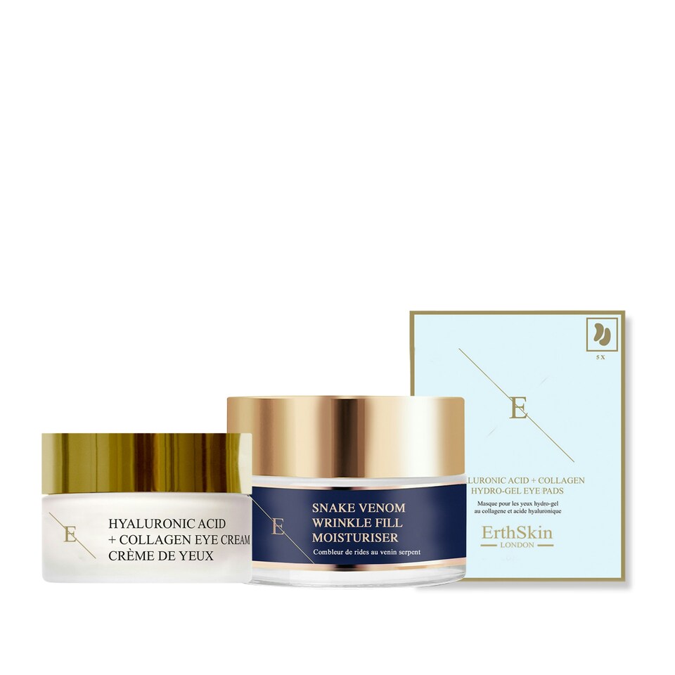 Hyaluronic Acid + Collagen Pro Age Eye Cream  30ml + Wrinkle Fill Snake Venom Moisturiser 50ml+Hyaluronic Acid + Collagen Hydrogel Eye Pads 5 X 2