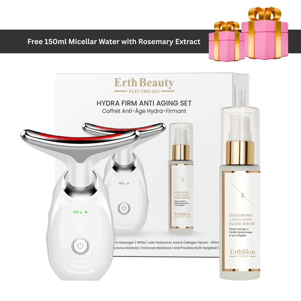 Erth Beauty Hydra Firm Anti Aging Set ( Age -Defying Massager - Ha Serum)(MFG)