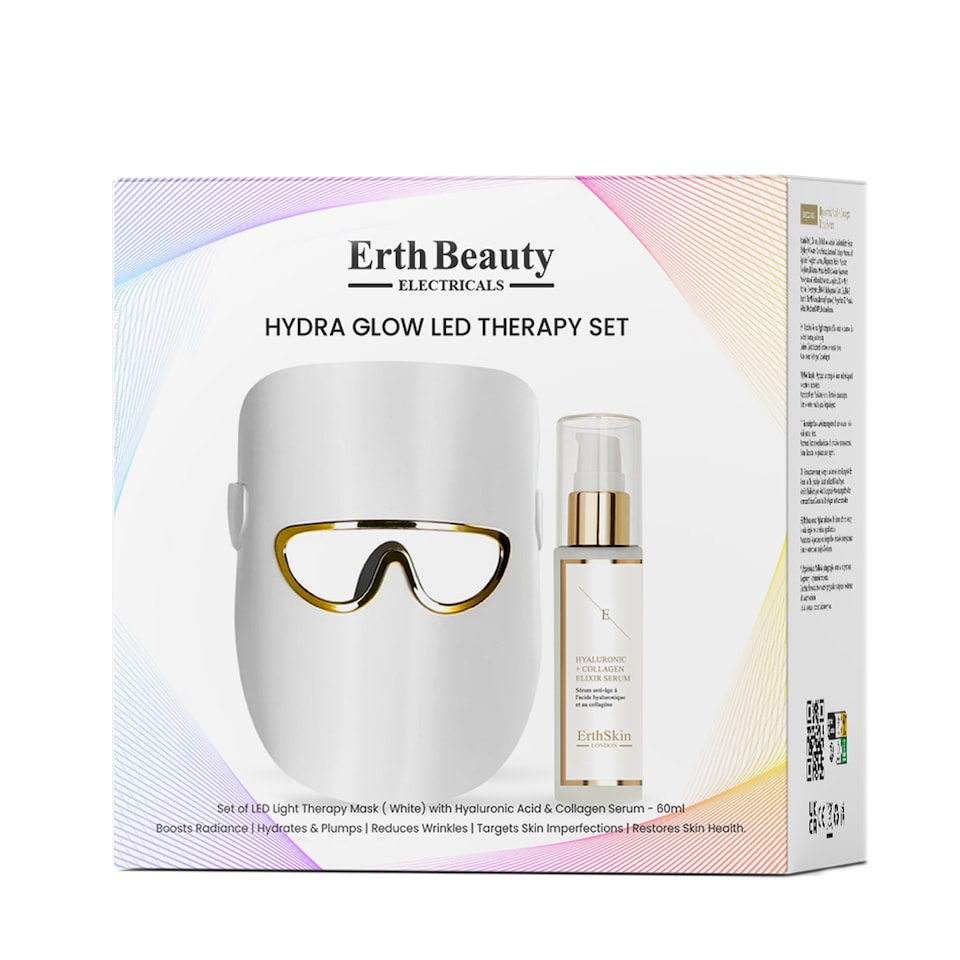 rth Skin London Hydra Glow Led Therapy Set ( Led Light Therapy Mask White With Ha Serum )