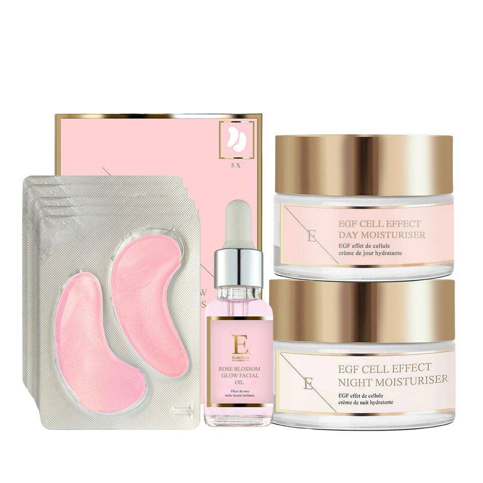 Egf Cell Effect Day Moistruseir + Egf Cell Effect Night Moisturier + Roseblossom Eye Pads + Rose Blossom Facial Oil