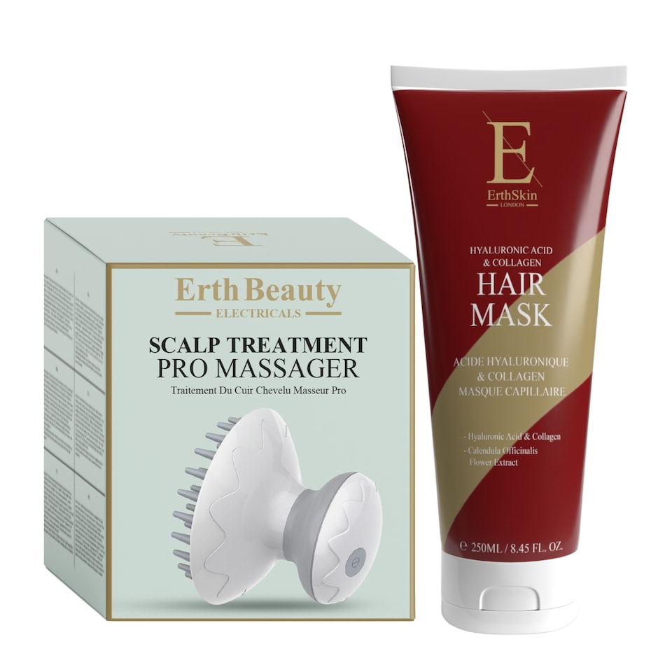 Erth Skin London Hyaluronic & Collagen Hair Mask 250ml + Scalp Treatment Pro Massager