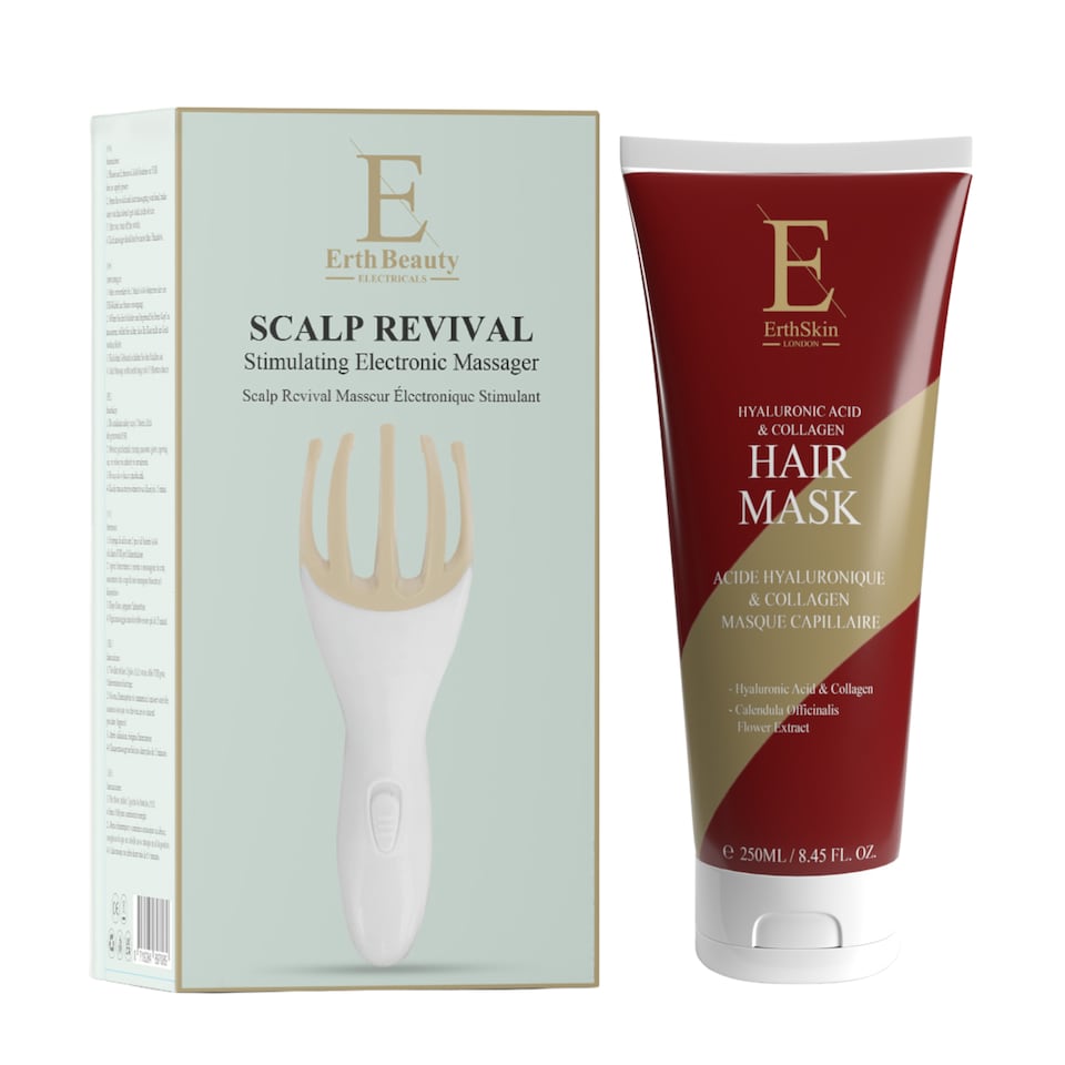 Erth Skin London Hyaluronic & Collagen Hair Mask 250ml + Scalp Revival Electronic Massager