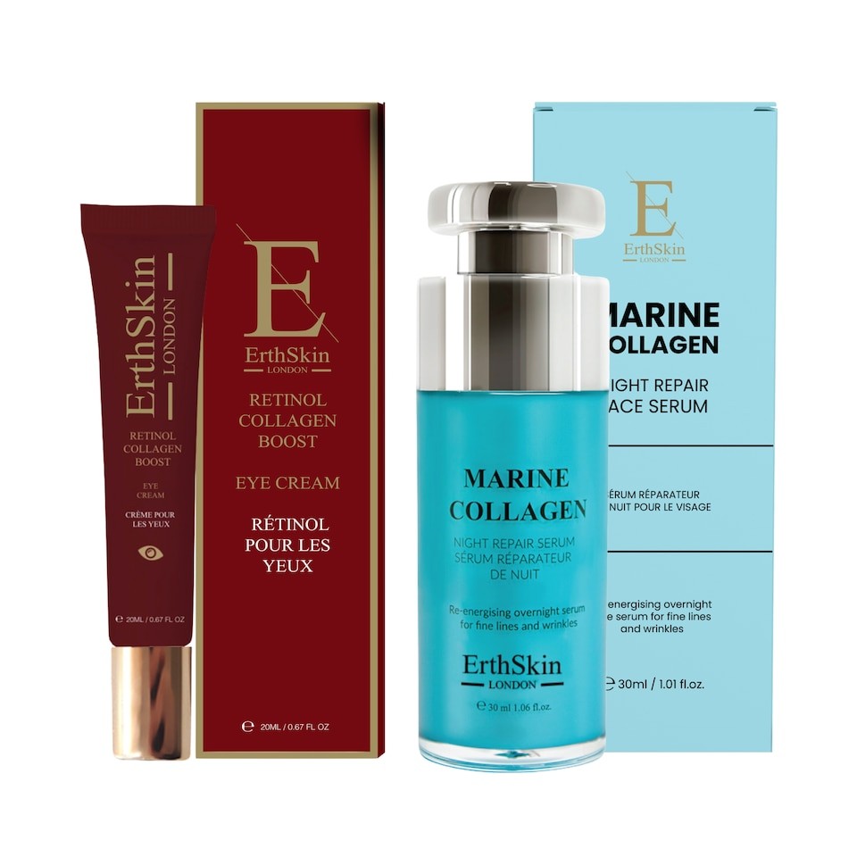 Erth Skin London Marine Collagen Night Serum 30ml + Retinol Collagen Boost Eye Cream 20ml