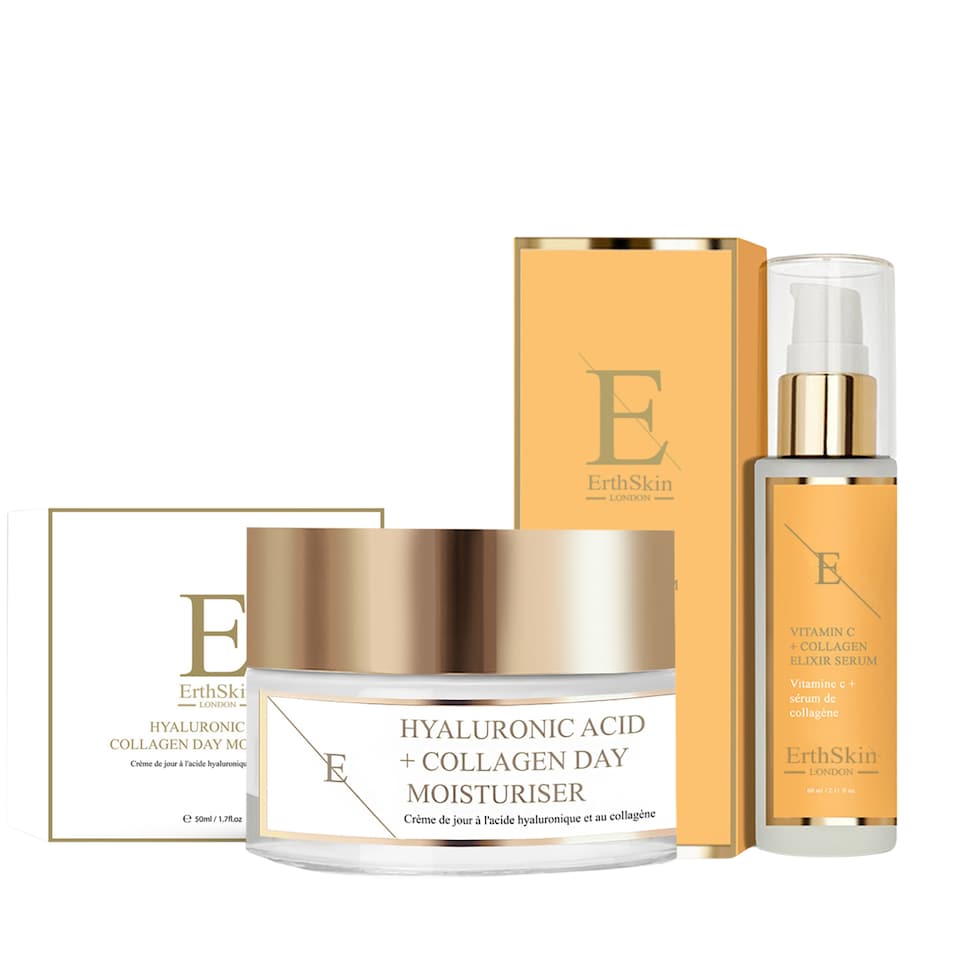 Erth Skin London Vitamin C + Collagen Serum 60ml + Hyaluronic & Collagen Day Cream 50ml