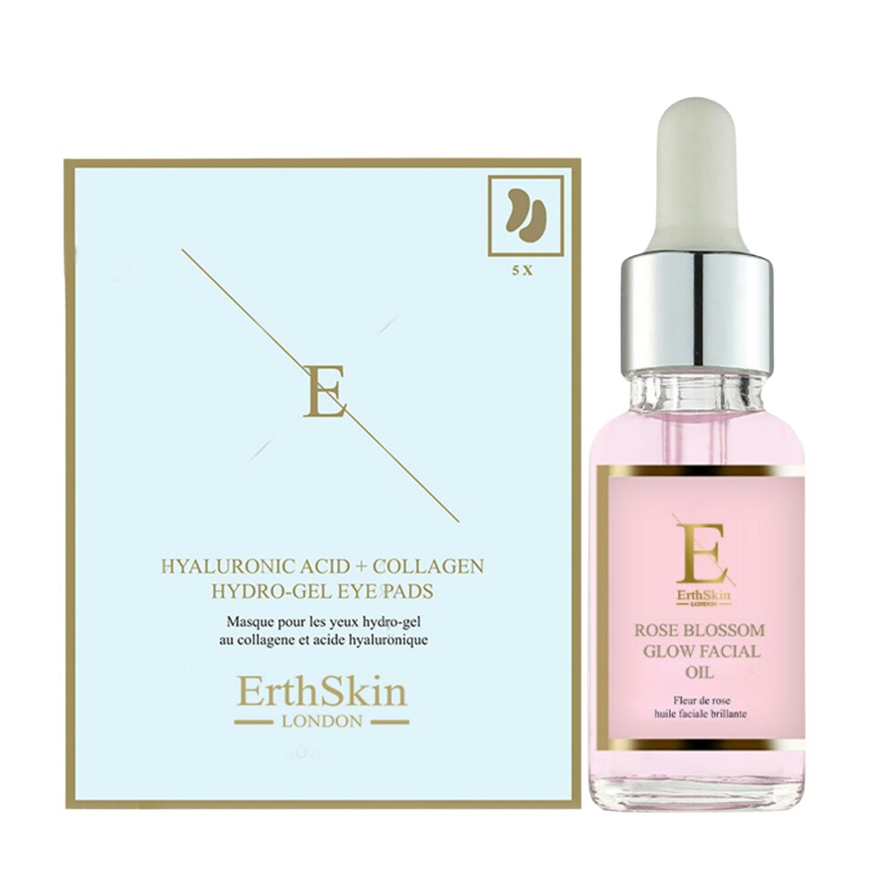 Rose Blossom Glow Facial Oil 30ml + Hyaluronic Acid & Collagen Mask - 3 Sheets