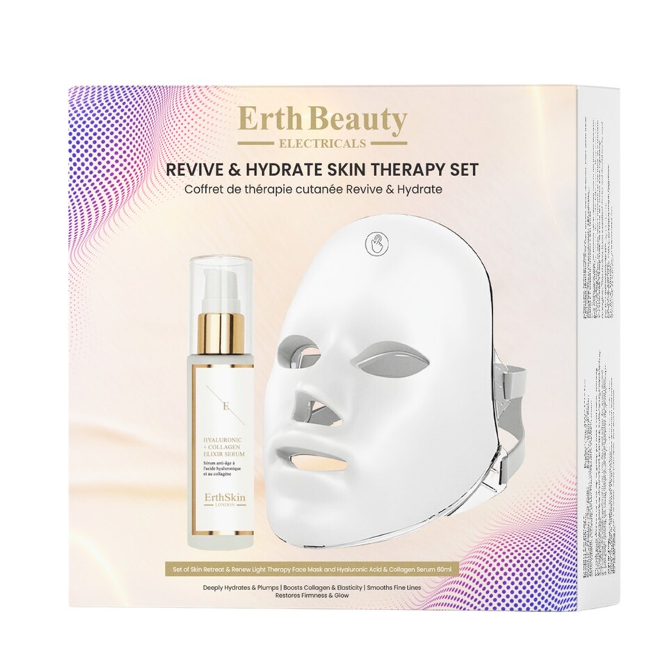 Erth Skin London Revive & Hydrate Skin Therapy Set (Skin Retreat & Renew Light Therapy Face Mask + Ha Serum 60ml