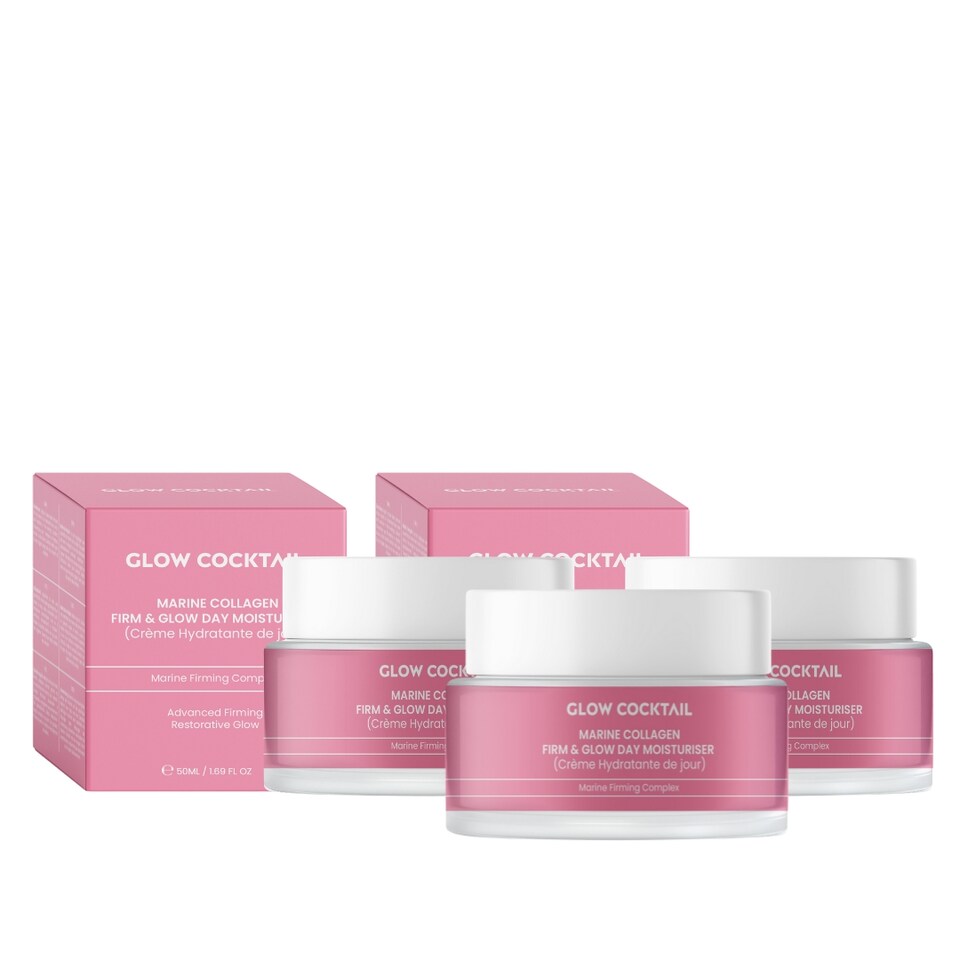 Glow Cocktail 3x Marine Collagen Firm & Glow Day Moisturiser 50ml